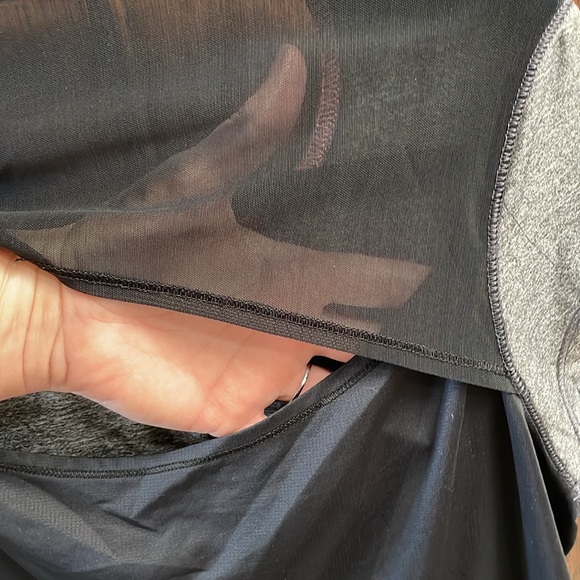 Gray and black sheer athletic jersey top - Picture 3 of 4